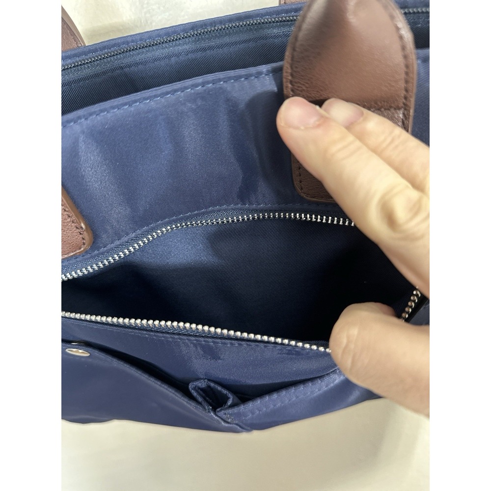 Signature Diaper Bag Messenger Canvas Blue/ Brown Baby Tote Travel Organizer - Picture 5 of 13